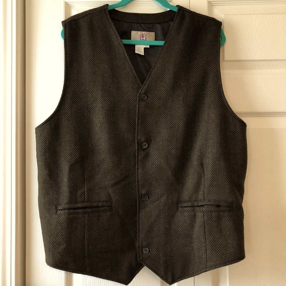 Men’s Brown Wool Tweed Vest, XL